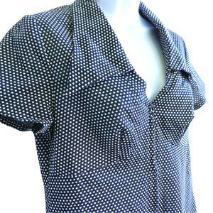 Vintage Midnight Blue Polka Dot Knit Top Right On by Estivo Talon Zip Dagger 11